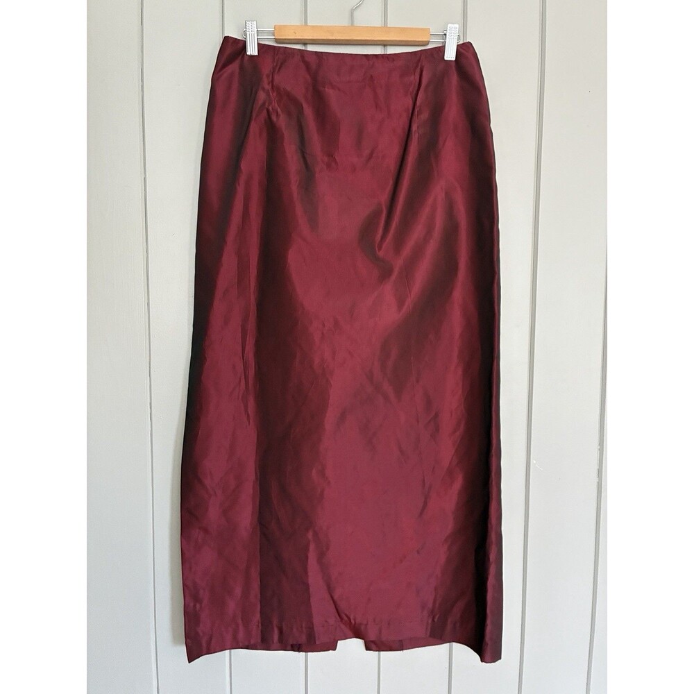 Vtg Vera Wang Maxi Skirt 14 Burgundy Satin Dark Romance Whimsigoth Designer